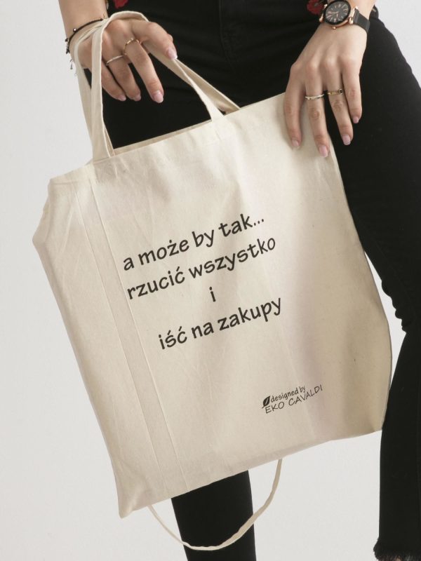 Wholesale Beige eco-friendly bag with inscription