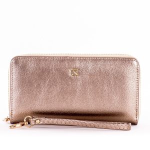 Wholesale Gold Leatherette Long Zipper Wallet