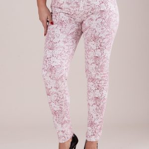 Wholesale Burgundy Plus Size Patterned Trousers