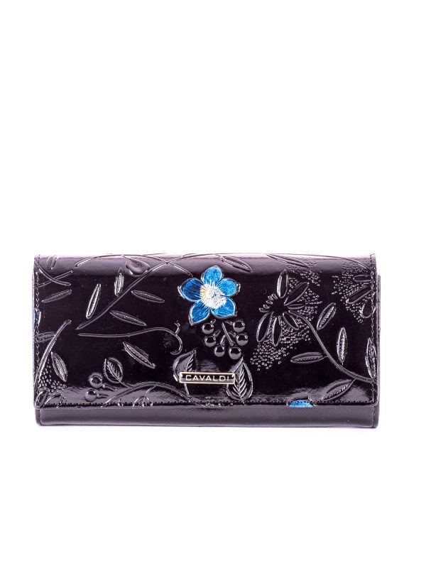 Wholesale Black wallet in embossed flowers