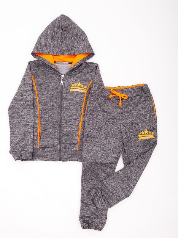 Wholesale Gray-orange sweatshirt set for children