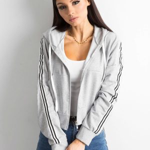 Wholesale Grey cotton sweatshirt with stripes