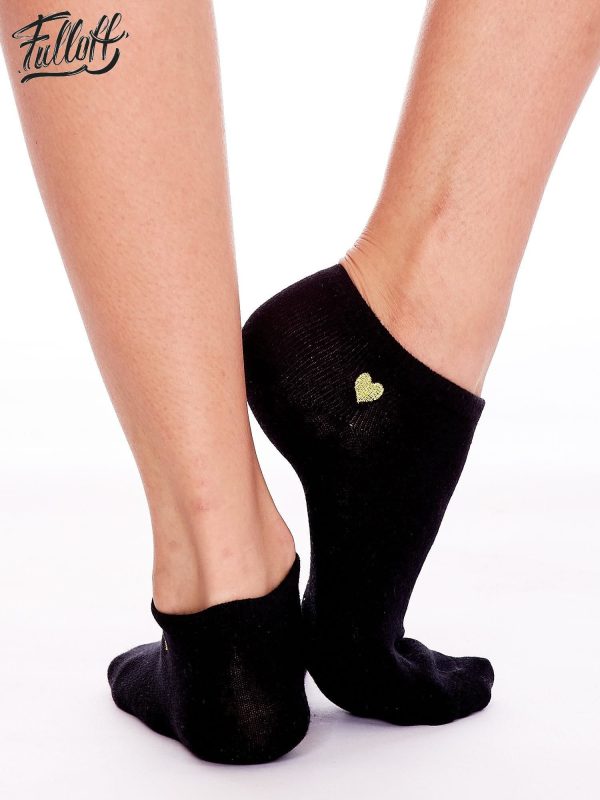 Wholesale FULLOFF Black feet socks with hearts