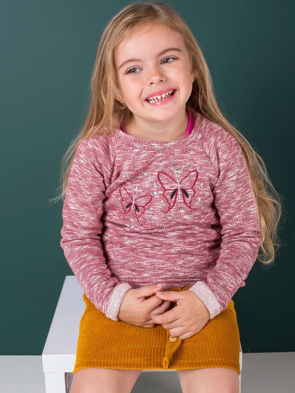 Wholesale Burgundy sweatshirt for girl with sequins