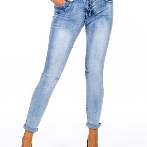 Wholesale Blue fitted jeans with belt