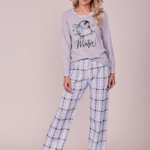 Wholesale Grey and Blue Pyjamas with Checkered Motif