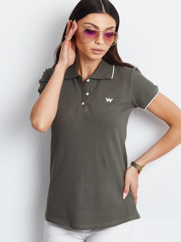 Wholesale Khaki Butterfly Polo Shirt