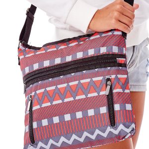 Wholesale Grey and red bag with geometric patterns