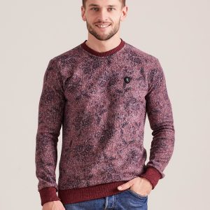 Wholesale Burgundy patterned sweatshirt for men