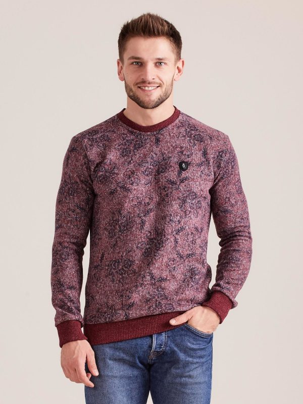 Wholesale Burgundy patterned sweatshirt for men