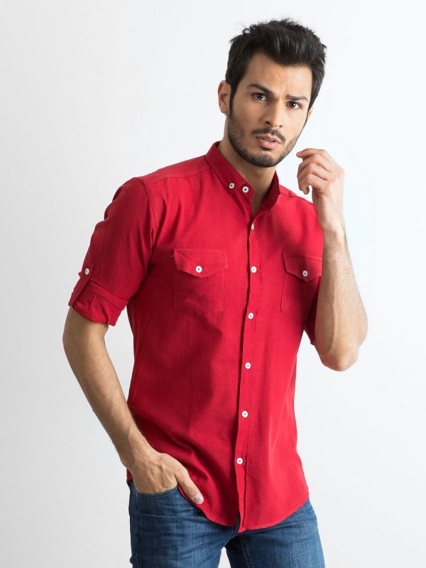Wholesale Burgundy cotton shirt for men