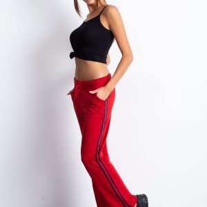 Wholesale Red sweatpants with stripes