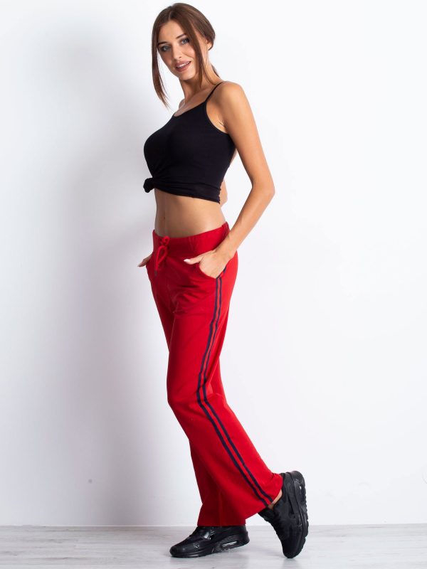 Wholesale Red sweatpants with stripes