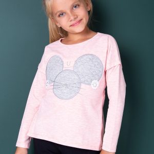 Wholesale Pink blouse for girl with quilted insert