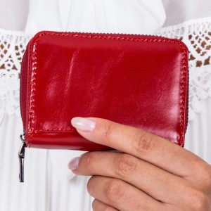 Wholesale Leather wallet red with zipper