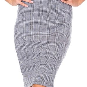 Wholesale Gray Plaid Pencil Skirt