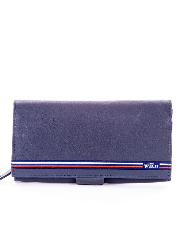 Wholesale Blue Olong Leather Flip Wallet