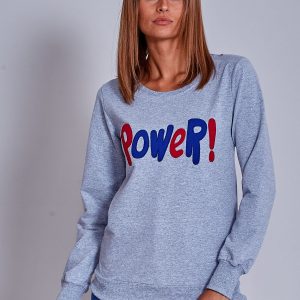 Wholesale Grey lightweight sweatshirt with a POWER Patch