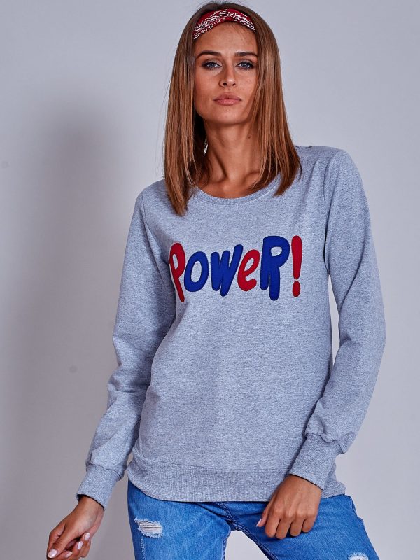 Wholesale Grey lightweight sweatshirt with a POWER Patch