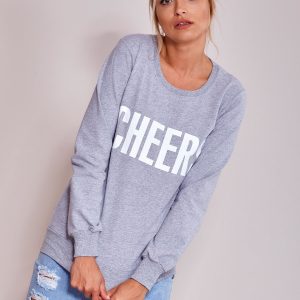 Wholesale Grey light sweatshirt with the inscription CHEERS