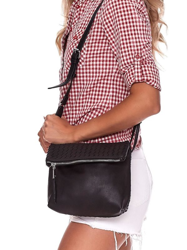 Wholesale Black Foldable Messenger Bag - Braided Bag