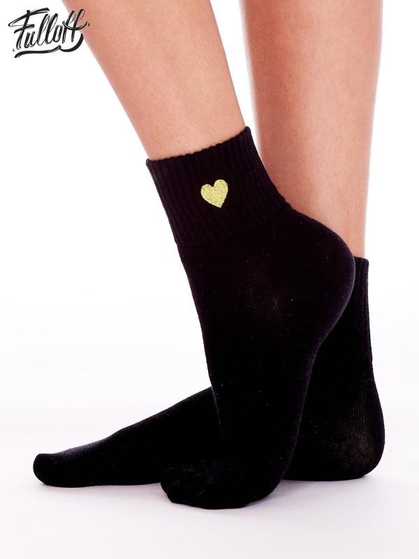 Wholesale FULLOFF Black socks with hearts