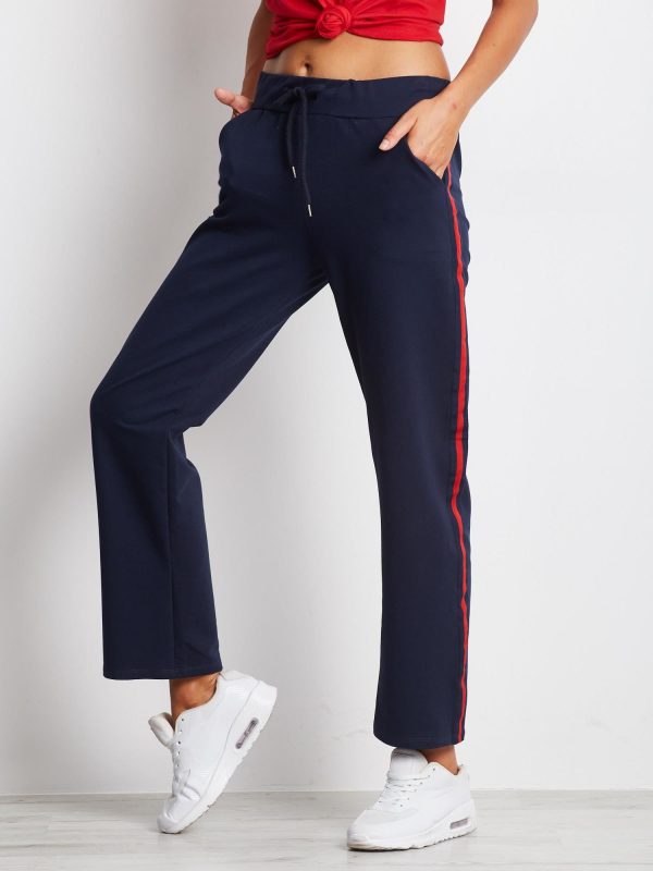 Wholesale Navy blue sweatpants with stripes