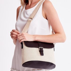 Wholesale Beige and Black Fabric Flip Bag