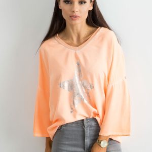 Wholesale Fluo Orange Loose Print Blouse