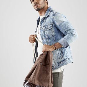 Wholesale Brown Fabric Backpack Men's Bag