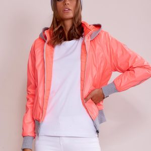 Wholesale Fluo pink transitional jacket with zippers on sleeves