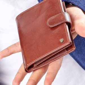 Wholesale Brown leather wallet with elegant trim