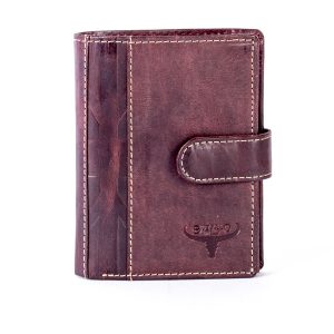 Wholesale Brown Leather Men's Wallet With Vertical Embossing