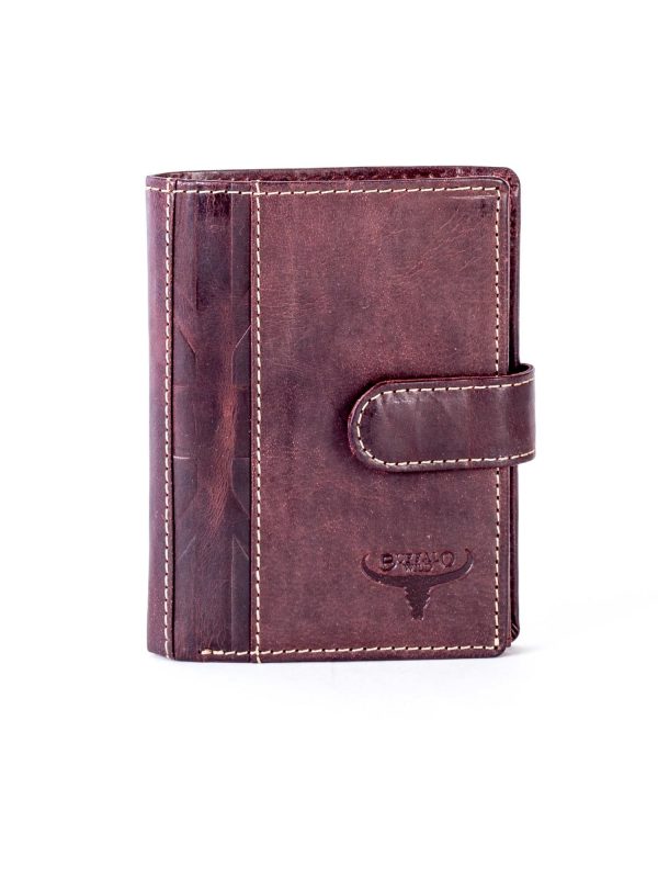 Wholesale Brown Leather Men's Wallet With Vertical Embossing