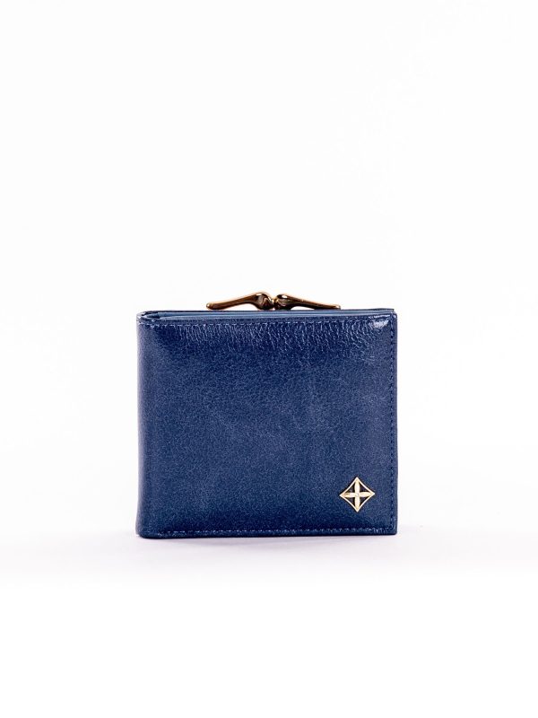 Wholesale Small elegant blue wallet with decorative biglem