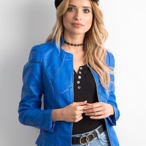 Wholesale Women's Blue Imitation Leather Jacket