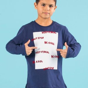 Wholesale Dark blue boy blouse with inscriptions