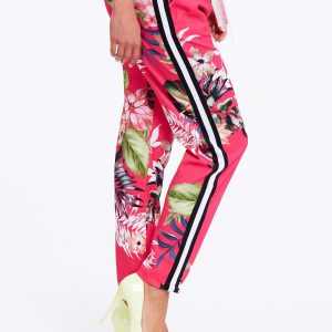 Wholesale Pink floral pants with stripes