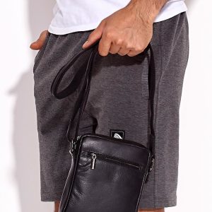 Wholesale Black leather men's bag with pockets