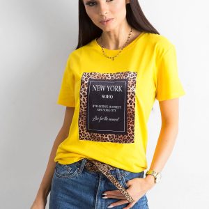 Wholesale Yellow t-shirt with a stripe