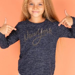 Wholesale Navy blue blouse for girl with inscription