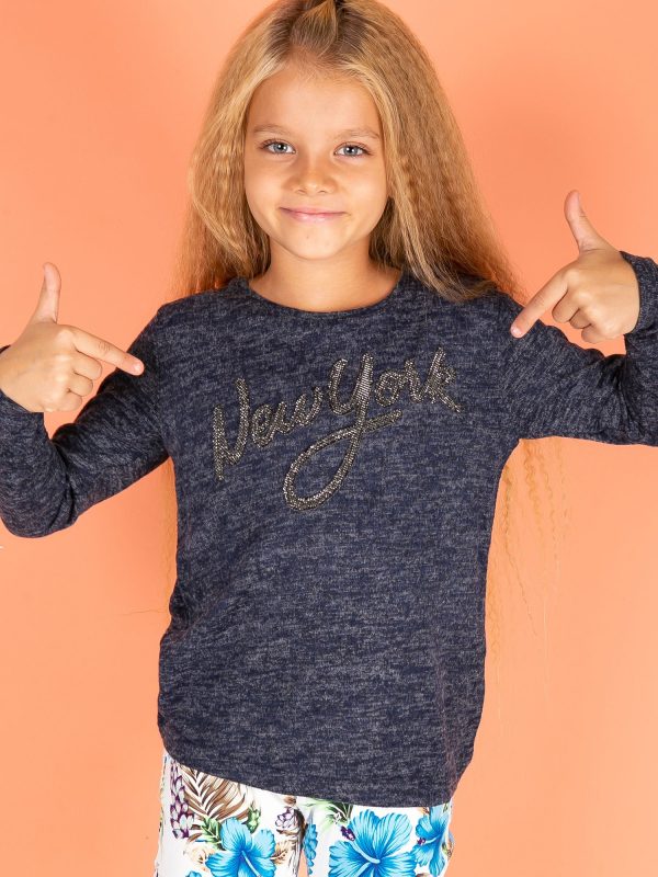 Wholesale Navy blue blouse for girl with inscription