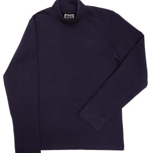 Wholesale Children's cotton blouse navy blue with half turtleneck