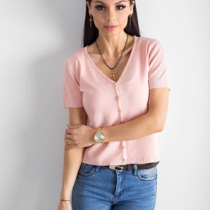 Wholesale Light pink V-neck set