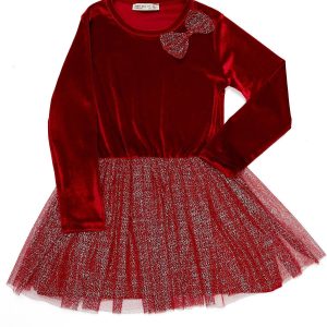 Wholesale Red velvet dress for girl