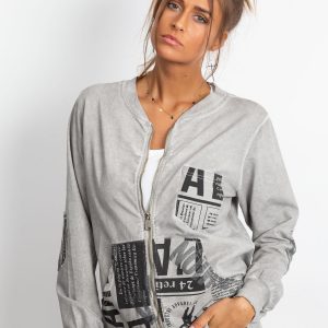 Wholesale Grey sweatshirt with bomber cut