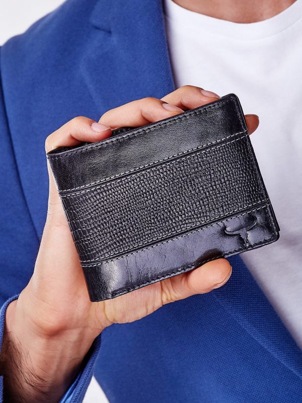 Wholesale Black wallet with horizontal embossed insert