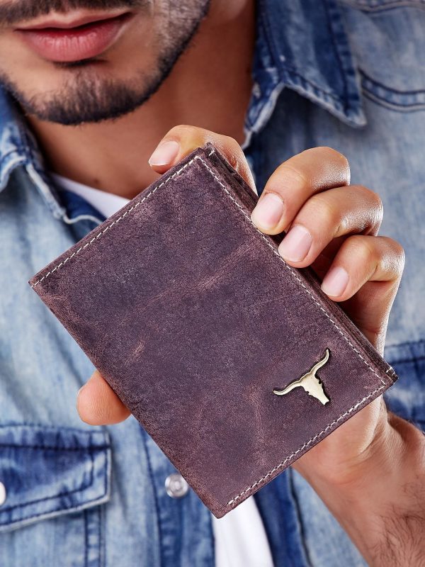 Wholesale Brown Leather Men's Wallet with Emblem