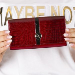 Wholesale Red Patent Leather Wallet with Crocodile Pattern