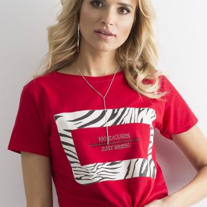 Wholesale Red T-shirt with animal motif